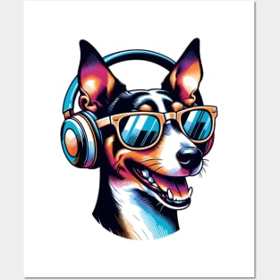 Smiling Rat Terrier DJ in Bold Japanese Art Posters and Art